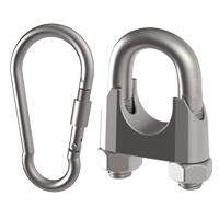 Carabiner hooks and wire rope clips