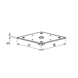 Plate for pillar base 80x80x4,0 M24 (with welded nut)