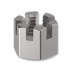Hexagon castle nut M8, cl.6, white galvanized, DIN 935